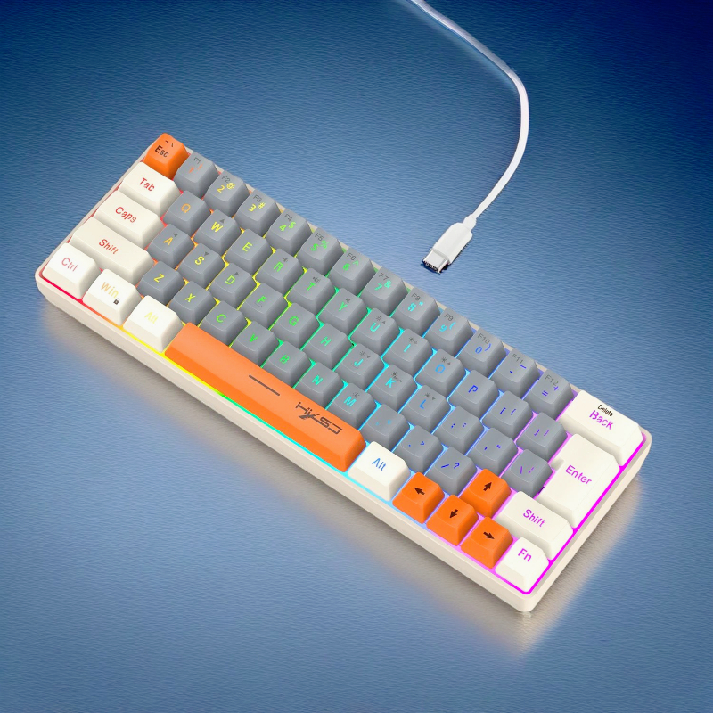 Keyboard RGB USB wired 63 keys - Pc Gaming Orange ulasan dan harga