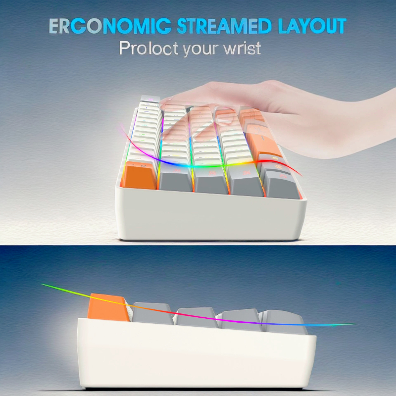 Keyboard RGB USB wired 63 keys - Pc Gaming Orange ulasan dan harga