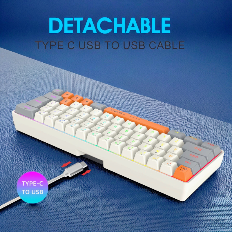 Keyboard RGB USB wired 63 keys - Pc Gaming Orange ulasan dan harga