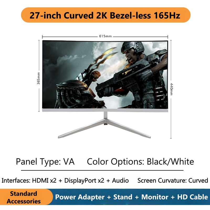 27 Inch 2K Curved Gaming Monit - Pc Gaming Ultrawide Monitor ulasan dan harga